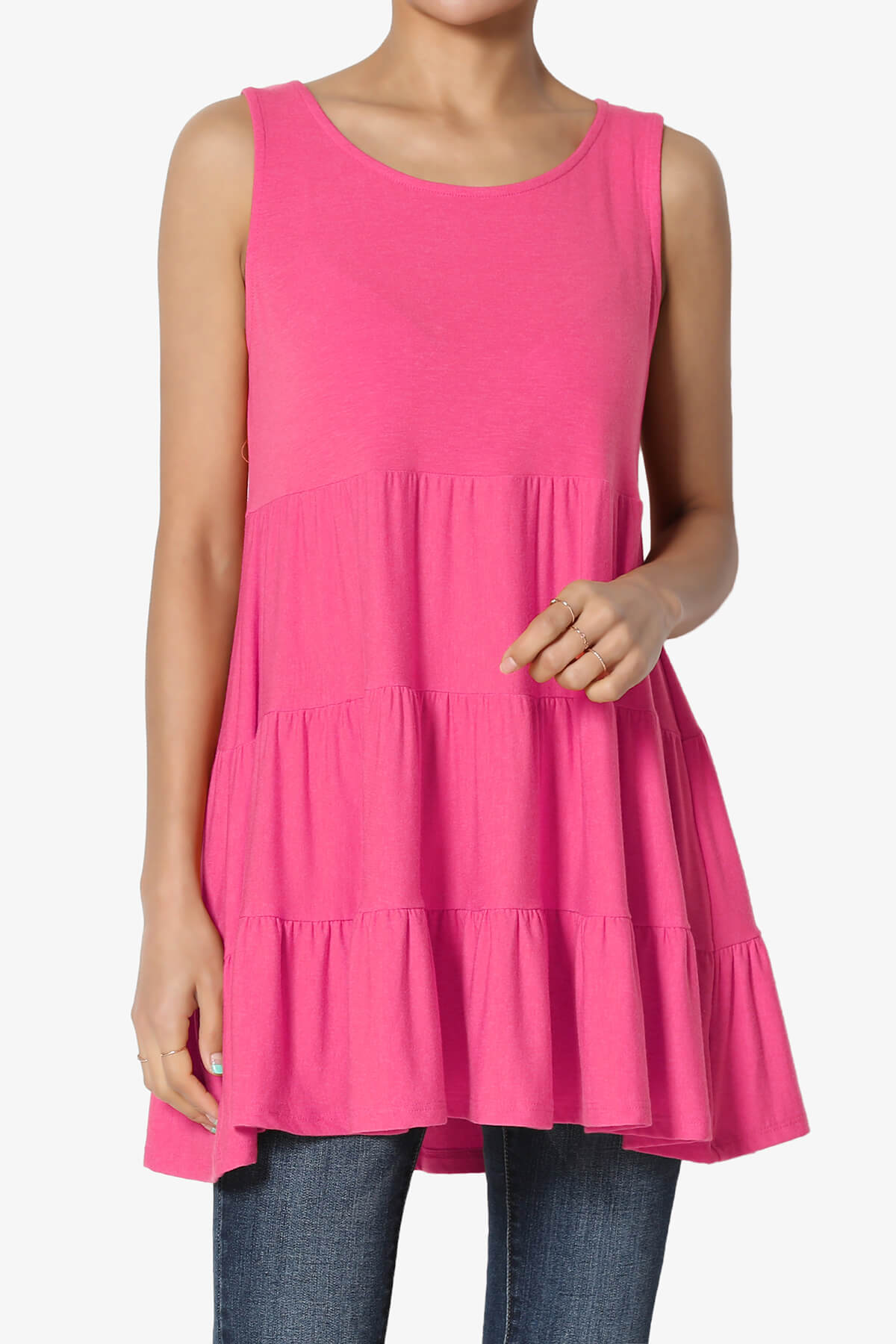 Maiika Sleeveless Tiered Ruffle Top FUCHSIA_1