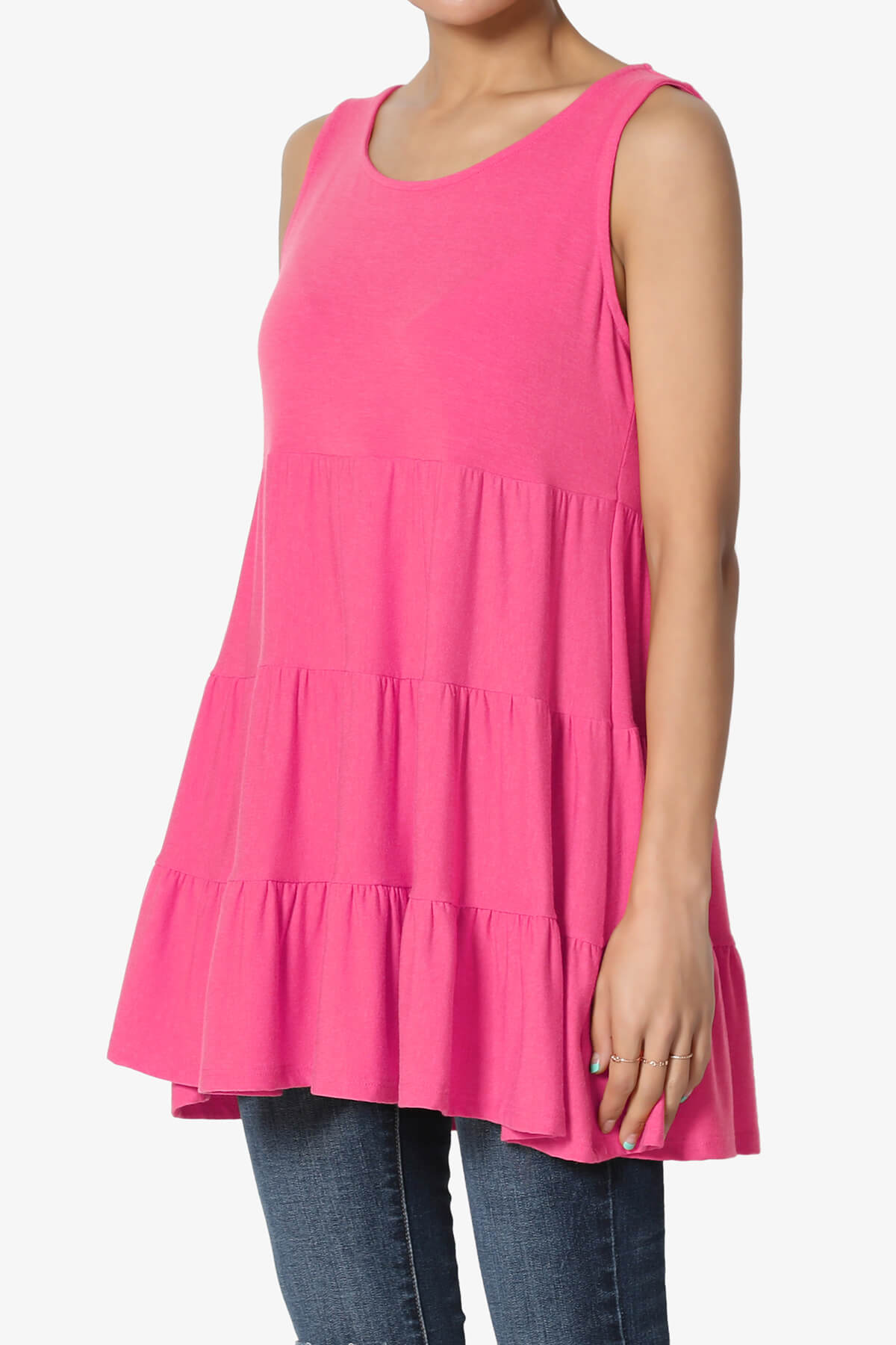 Maiika Sleeveless Tiered Ruffle Top FUCHSIA_3
