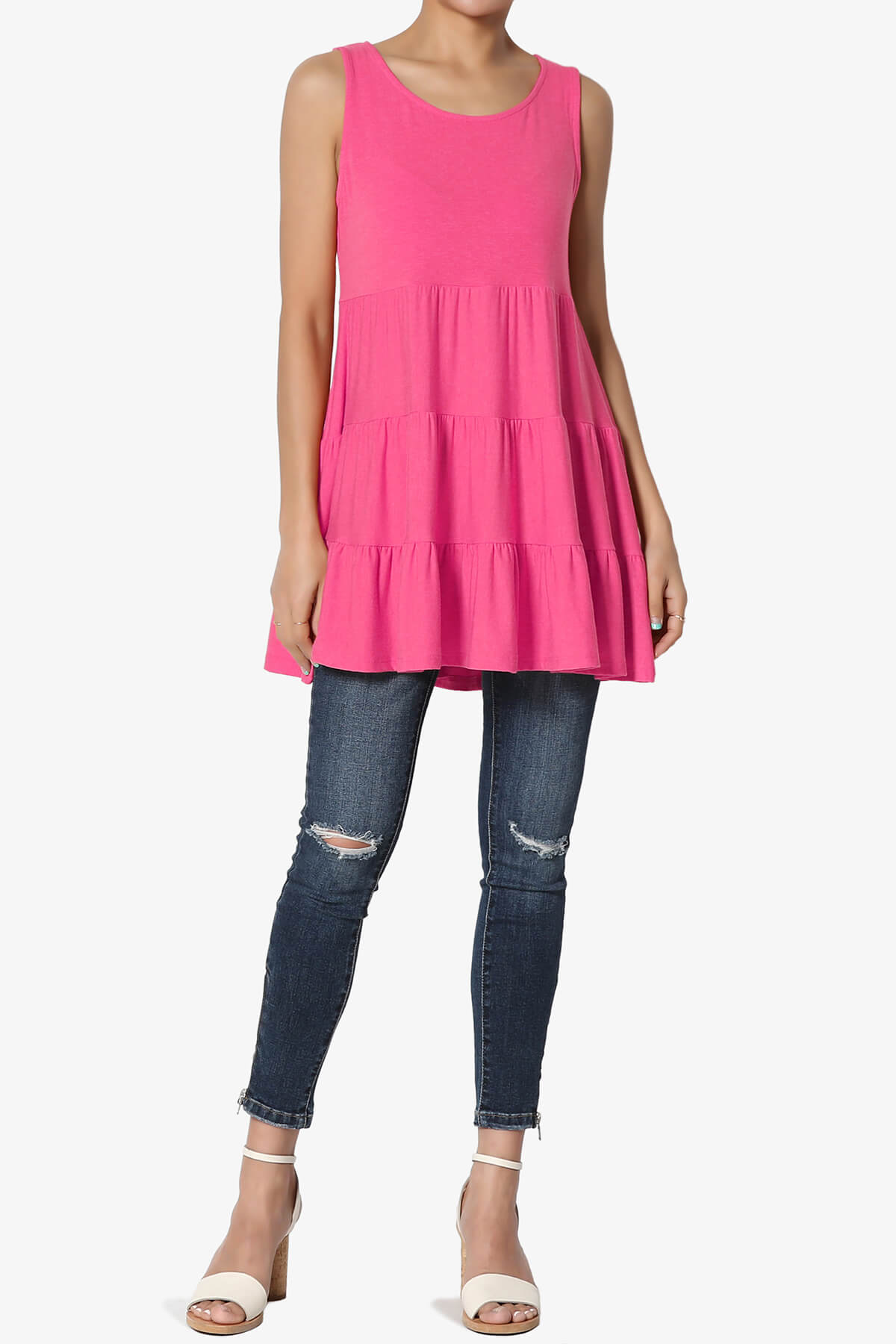 Maiika Sleeveless Tiered Ruffle Top FUCHSIA_6