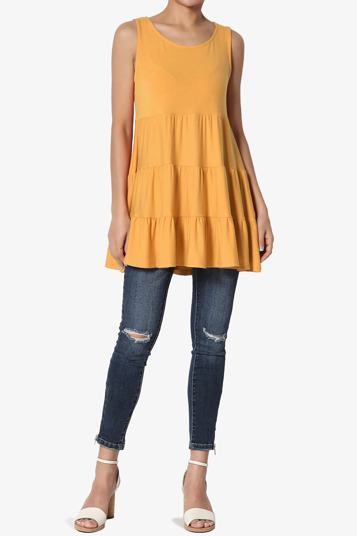 Maiika Sleeveless Tiered Ruffle Top GOLDEN MUSTARD_6