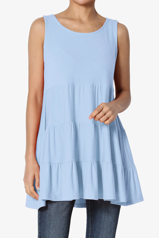 Maiika Sleeveless Tiered Ruffle Top LIGHT BLUE_1