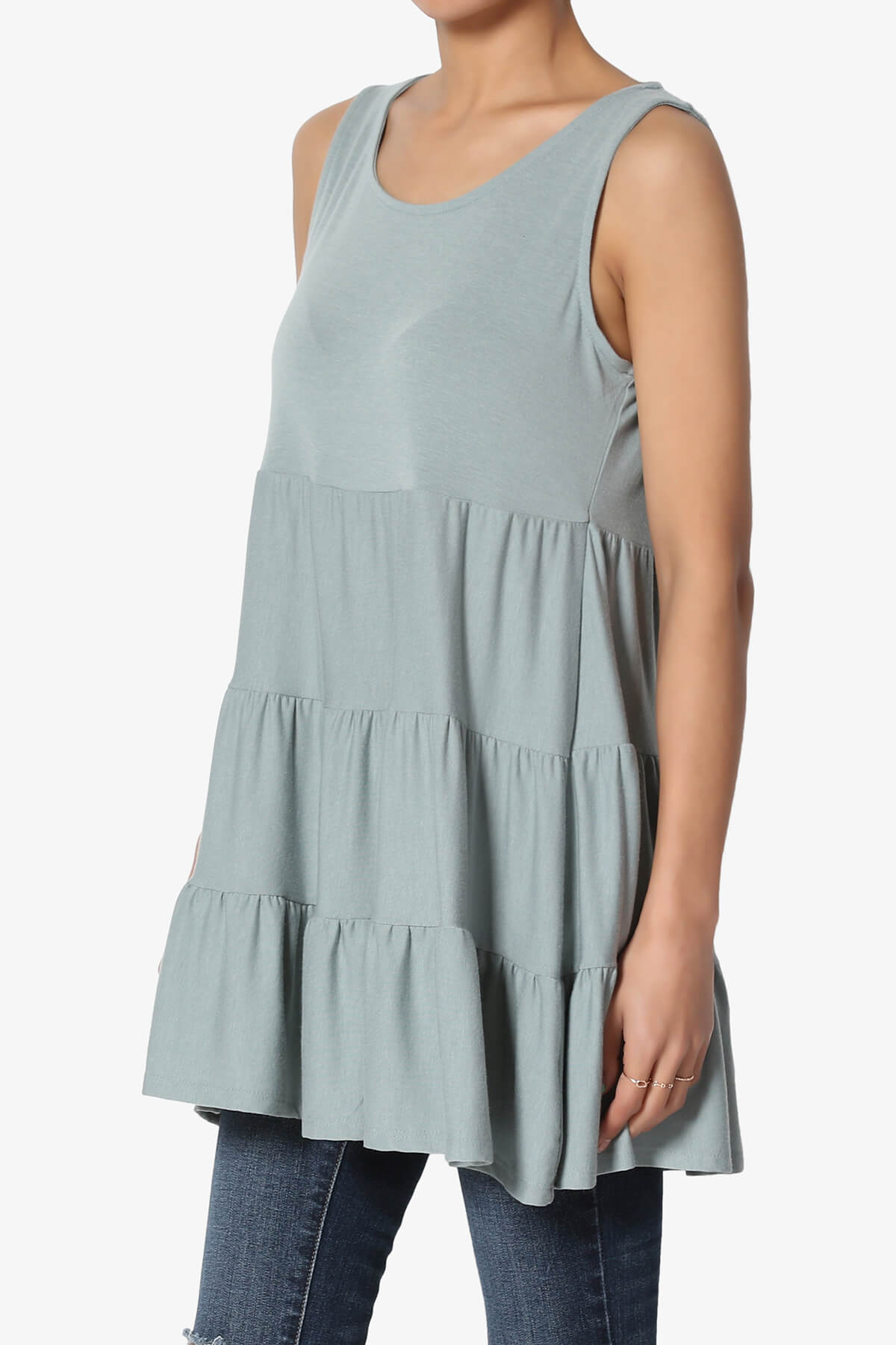 Maiika Sleeveless Tiered Ruffle Top LIGHT GREEN_3
