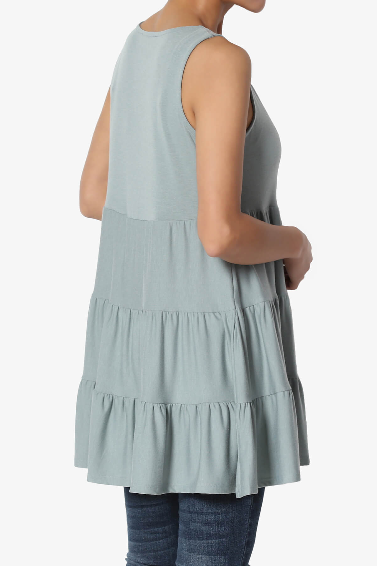 Maiika Sleeveless Tiered Ruffle Top LIGHT GREEN_4