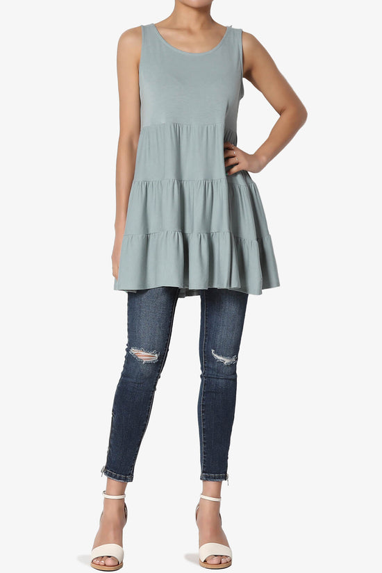 Maiika Sleeveless Tiered Ruffle Top LIGHT GREEN_6