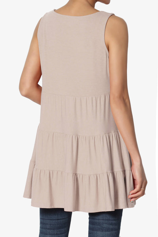 Maiika Sleeveless Tiered Ruffle Top LIGHT MOCHA_2