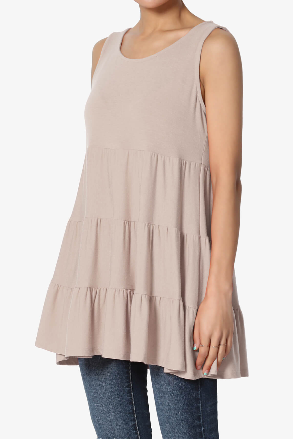 Maiika Sleeveless Tiered Ruffle Top LIGHT MOCHA_3