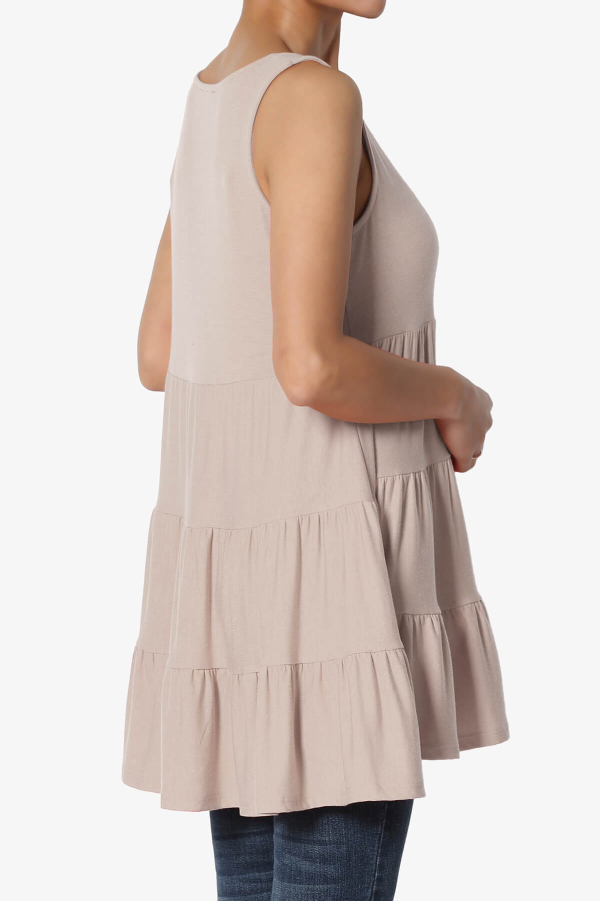Maiika Sleeveless Tiered Ruffle Top LIGHT MOCHA_4
