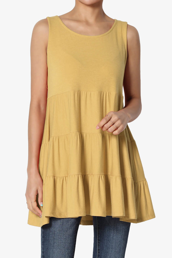 Maiika Sleeveless Tiered Ruffle Top LIGHT MUSTARD_1