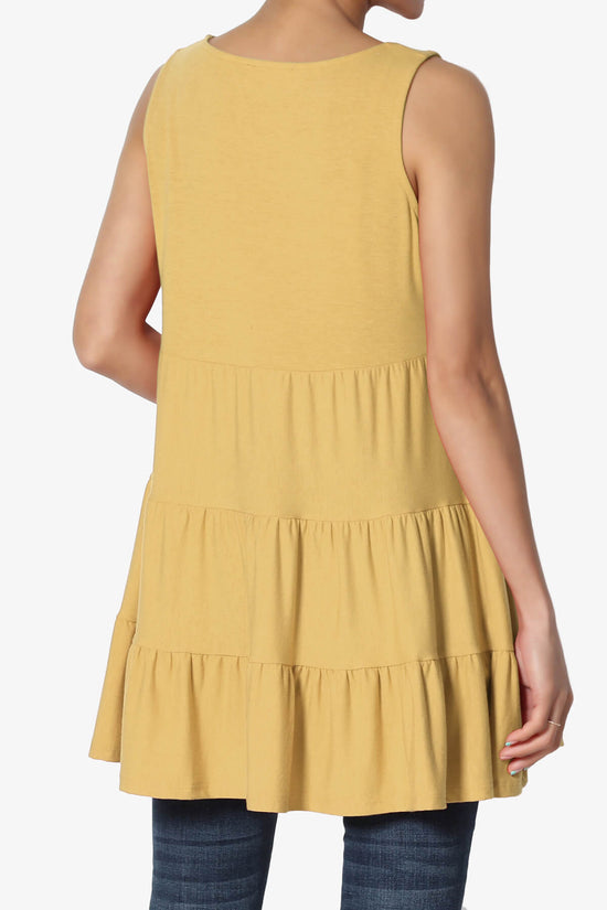 Maiika Sleeveless Tiered Ruffle Top LIGHT MUSTARD_2