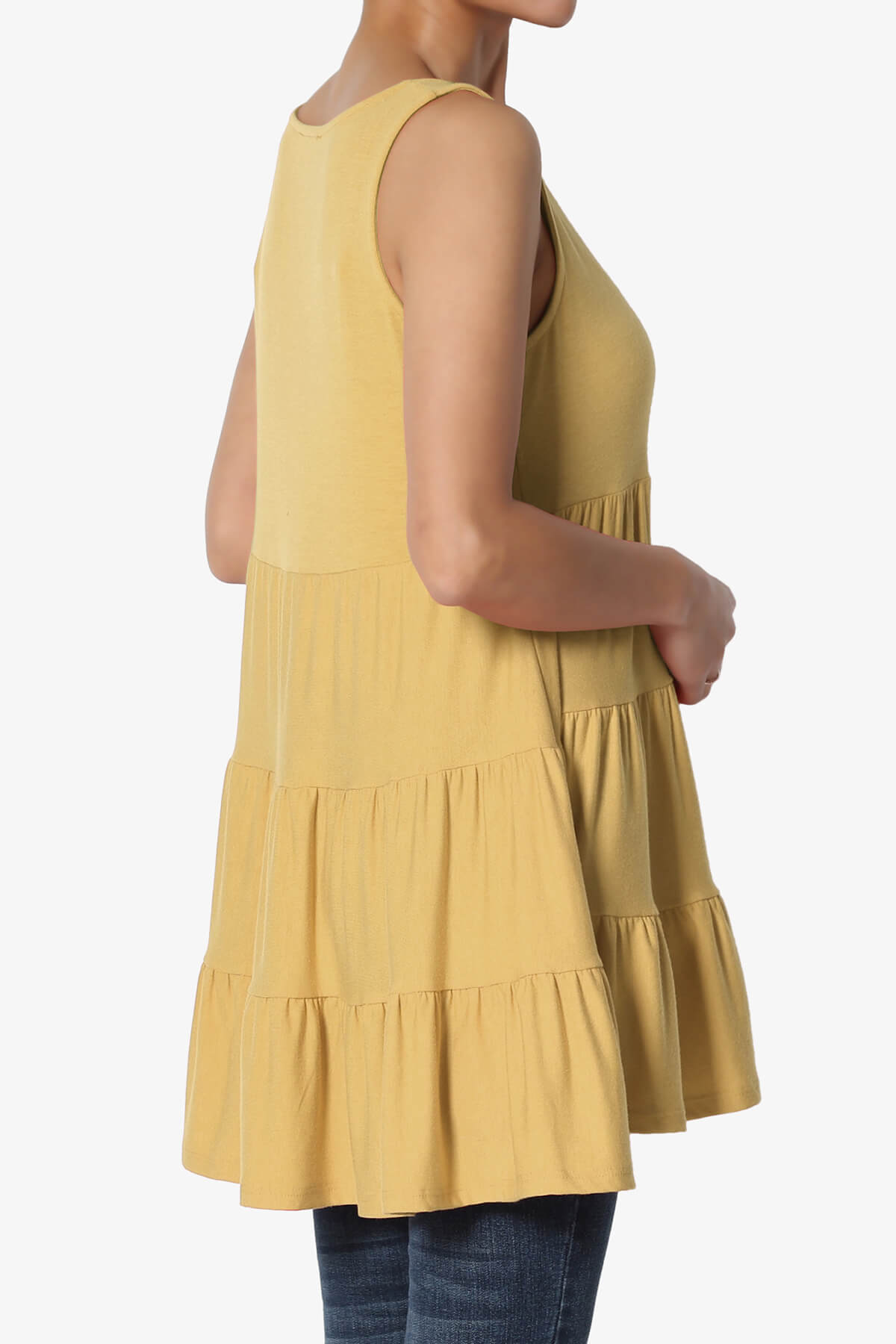 Maiika Sleeveless Tiered Ruffle Top LIGHT MUSTARD_4