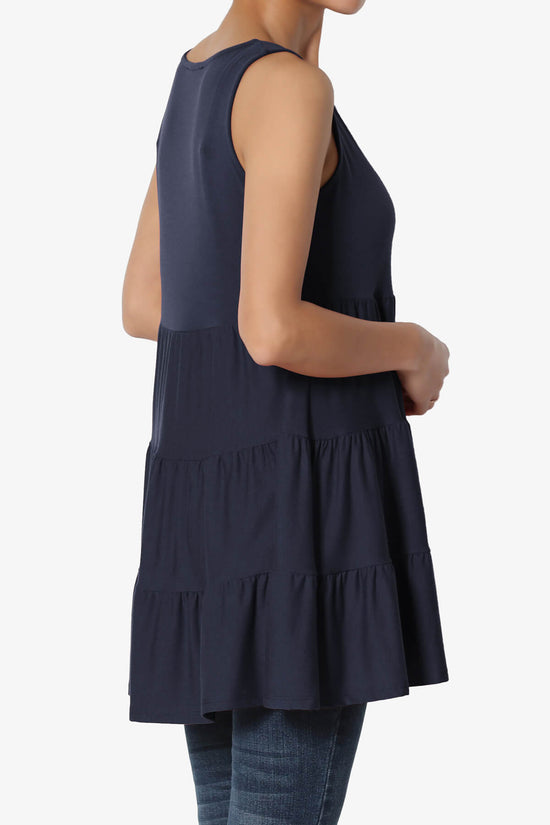 Maiika Sleeveless Tiered Ruffle Top NAVY_4