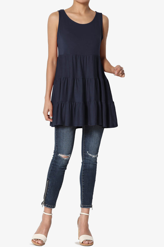 Maiika Sleeveless Tiered Ruffle Top NAVY_6