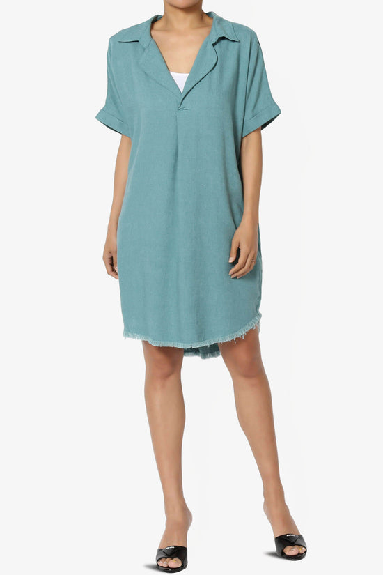 Mayven Linen Oversized Shirt Dress DUSTY TEAL_6