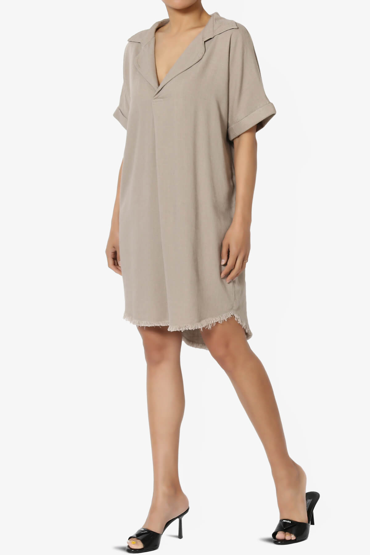 Mayven Linen Oversized Shirt Dress LIGHT MOCHA_3