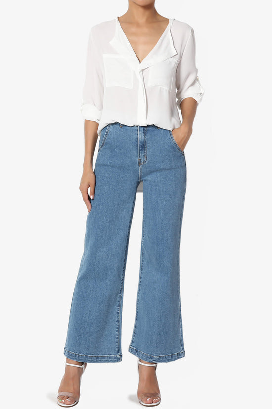 Astoria Tab Sleeve Split V-Neck Blouse IVORY_6