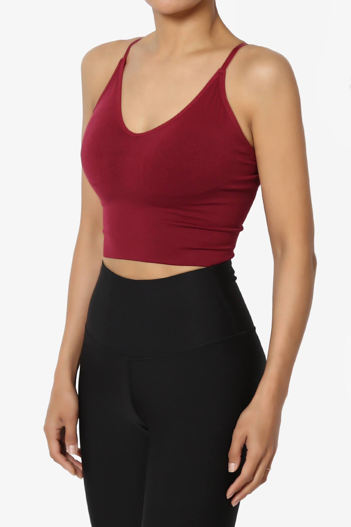 Melena Cross Back Triangle V-Neck Crop Cami BURGUNDY_3