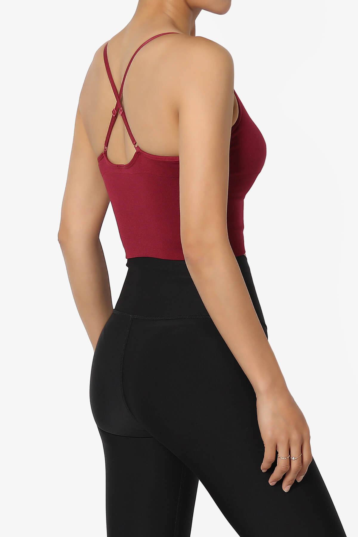 Melena Cross Back Triangle V-Neck Crop Cami BURGUNDY_4