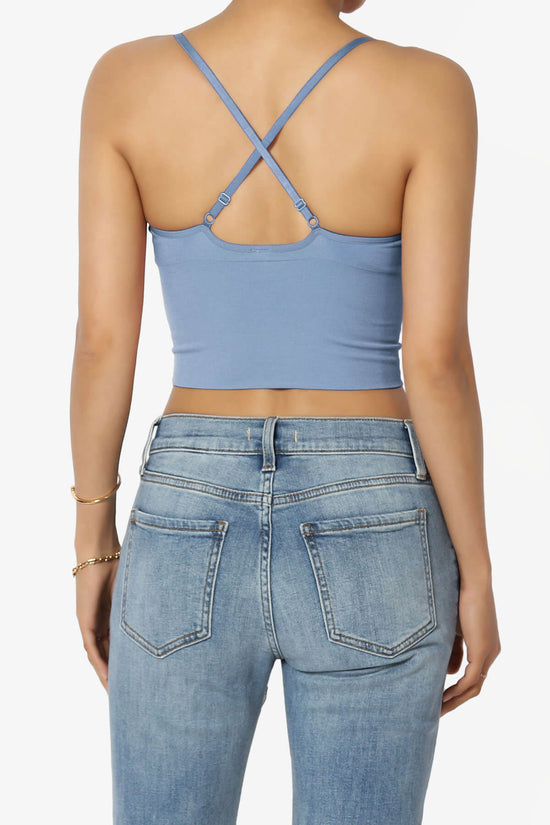 Melena Cross Back Triangle V-Neck Crop Cami DENIM_2