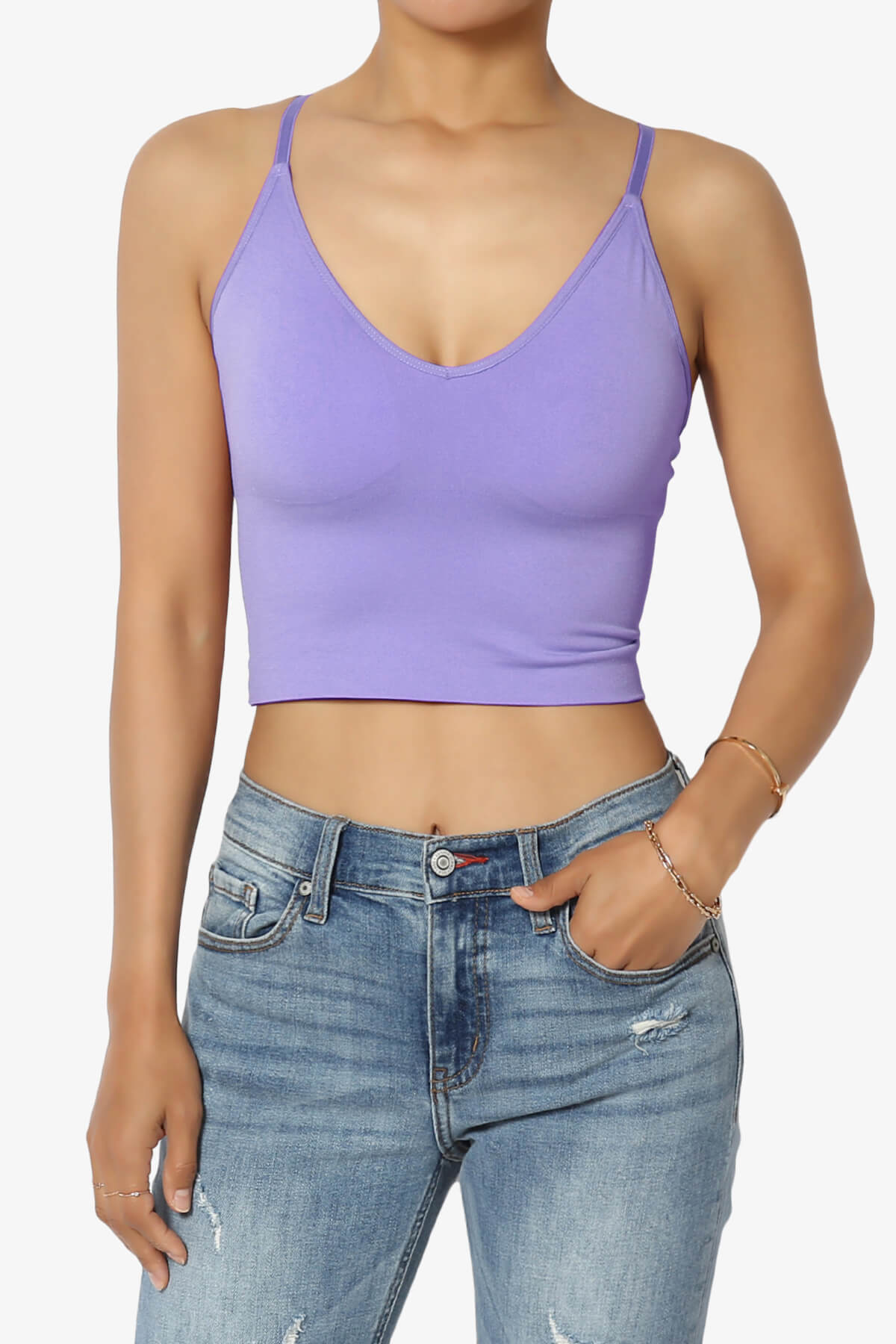 Melena Cross Back Triangle V-Neck Crop Cami LAVENDER_1