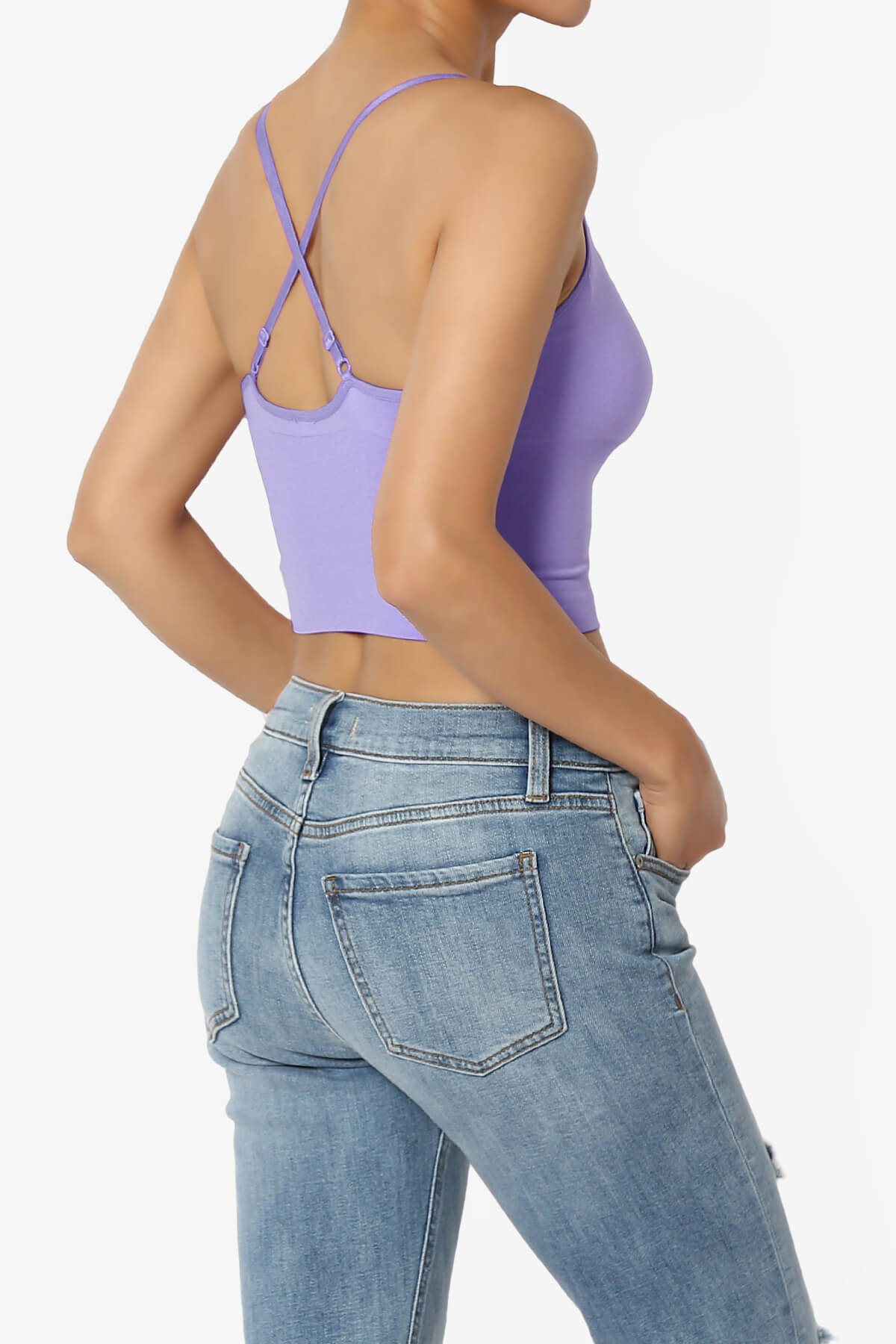 Melena Cross Back Triangle V-Neck Crop Cami LAVENDER_4