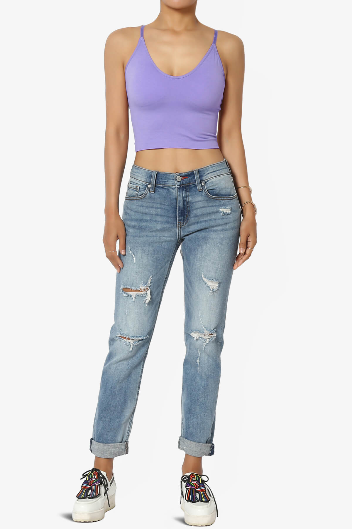 Melena Cross Back Triangle V-Neck Crop Cami LAVENDER_6