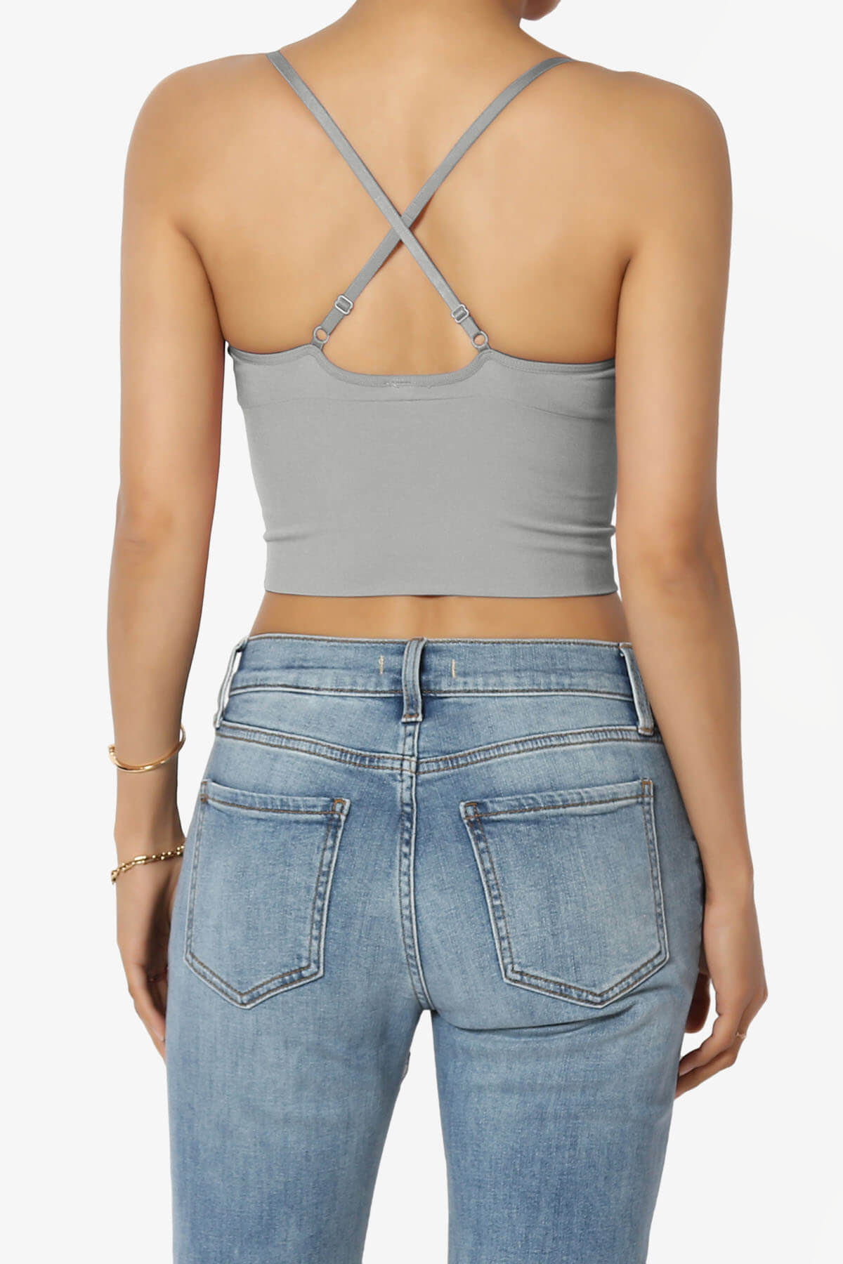 Melena Cross Back Triangle V-Neck Crop Cami LIGHT GREY_2
