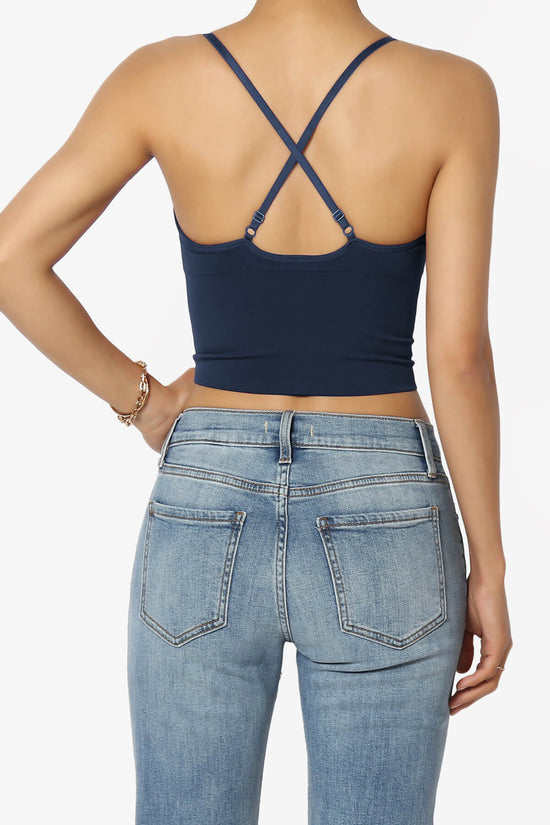 Melena Cross Back Triangle V-Neck Crop Cami NAVY_2