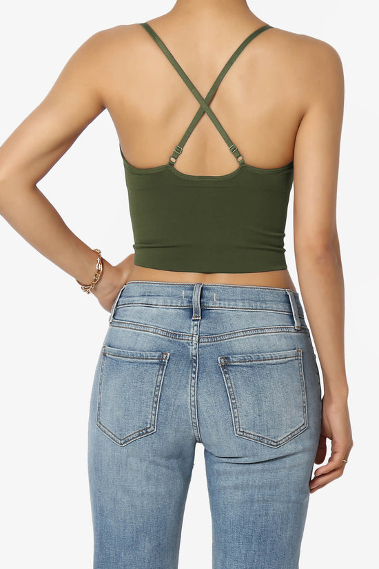Melena Cross Back Triangle V-Neck Crop Cami OLIVE_2