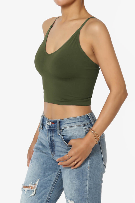 Melena Cross Back Triangle V-Neck Crop Cami OLIVE_3
