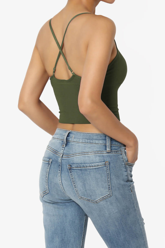 Melena Cross Back Triangle V-Neck Crop Cami OLIVE_4