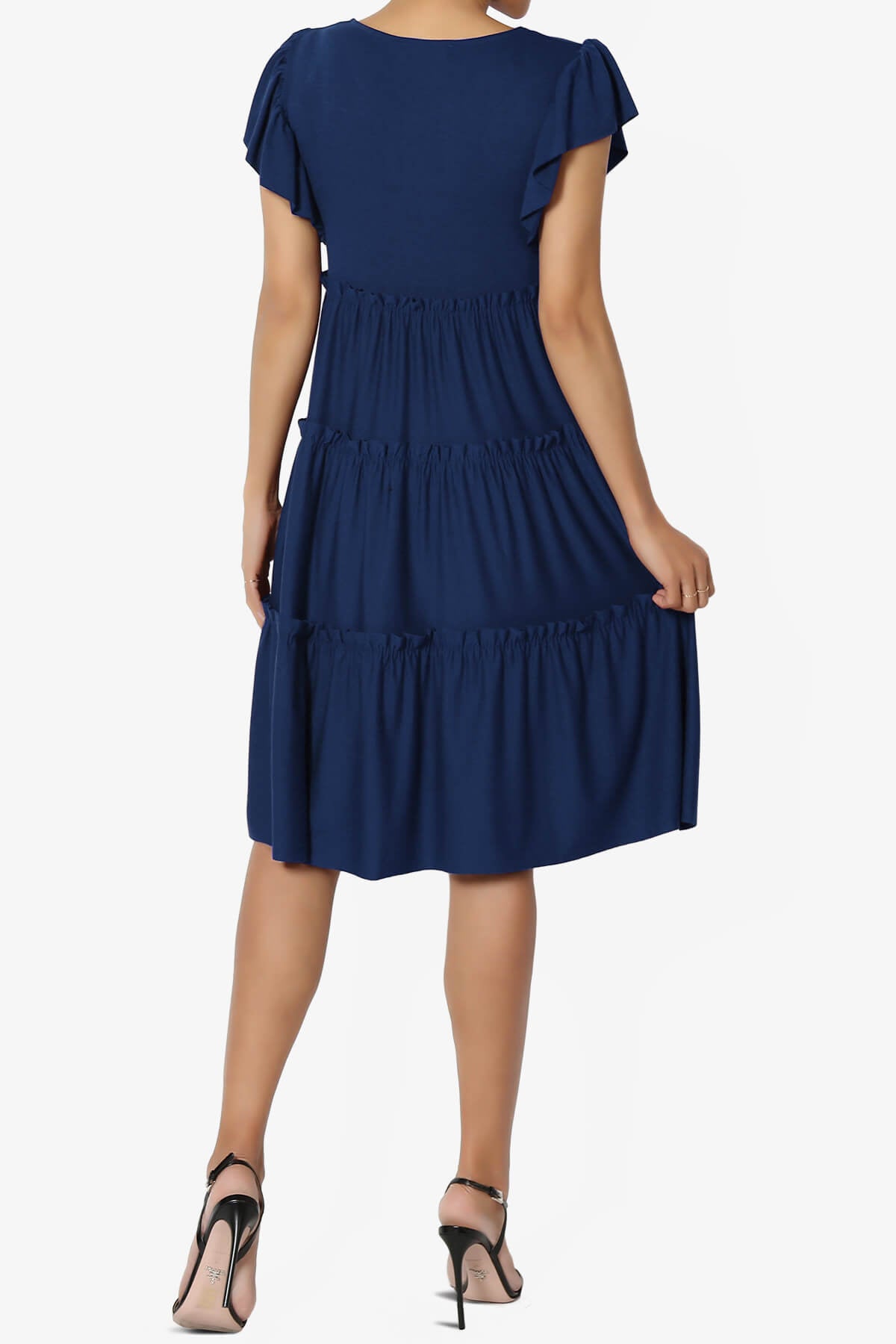 Minka Flutter Sleeve Tiered Ruffle Dress LIGHT NAVY_2