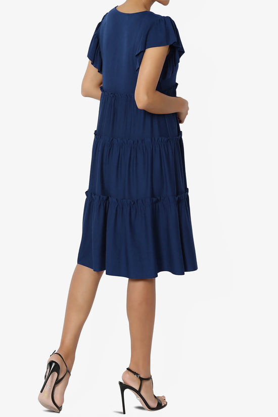 Minka Flutter Sleeve Tiered Ruffle Dress LIGHT NAVY_4