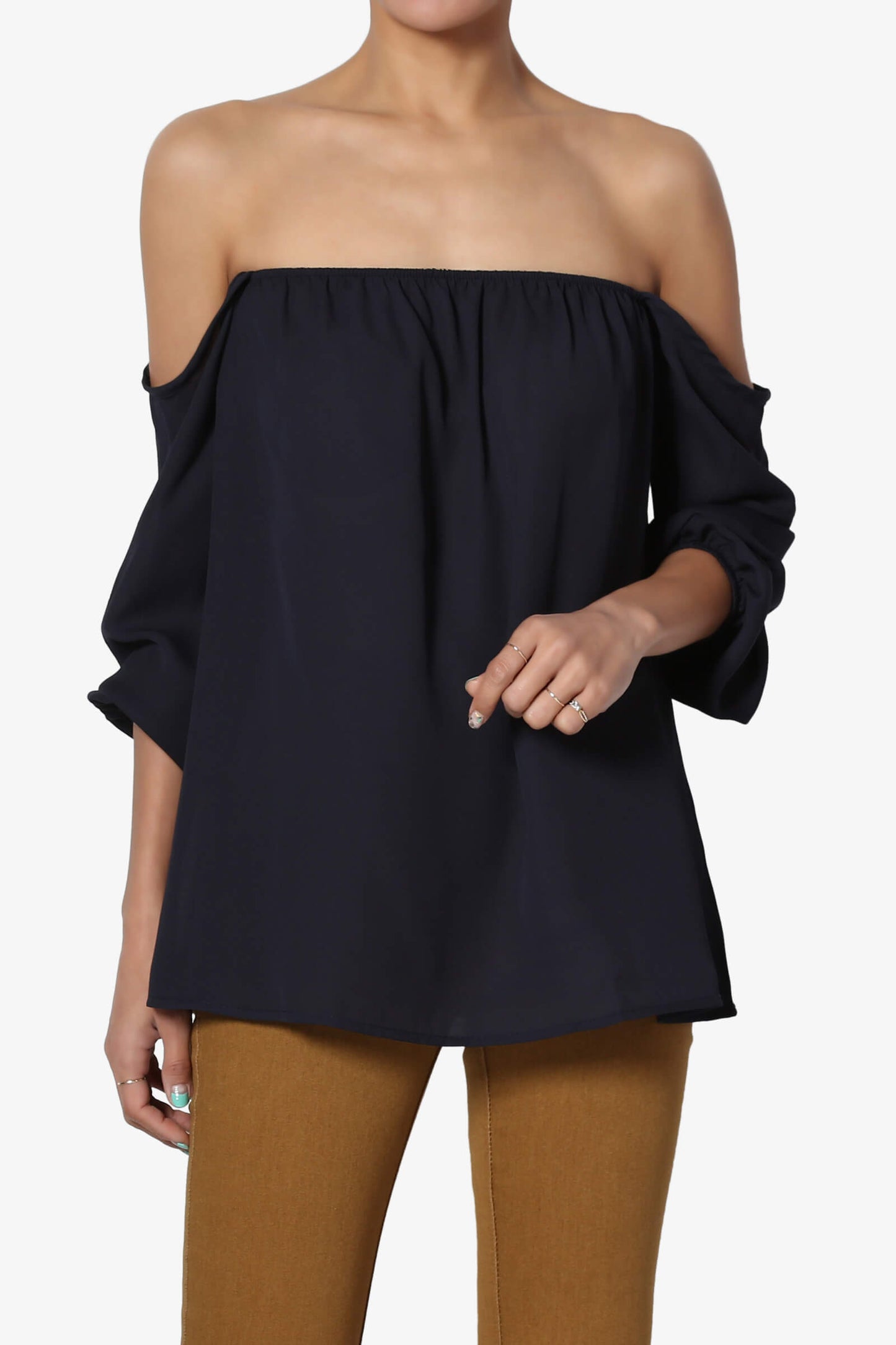 Bali Off Shoulder Blouse NAVY_1