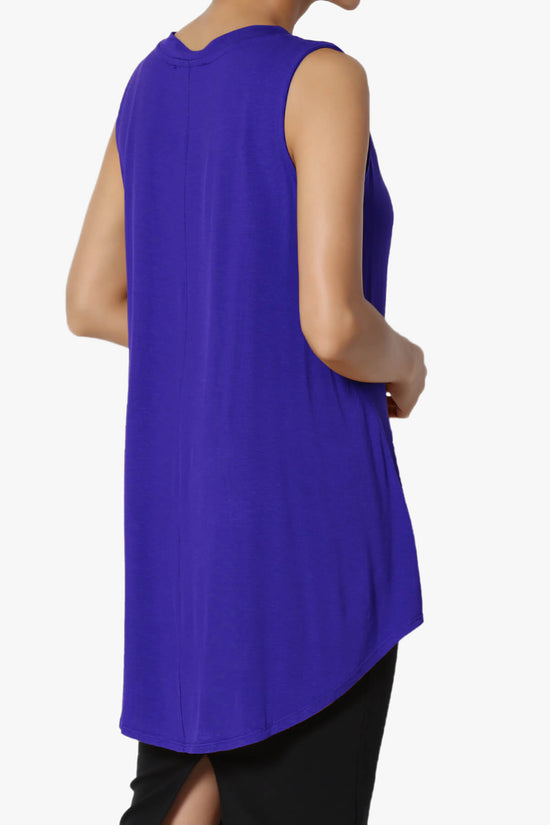 Myles Sleeveless V-Neck Luxe Jersey Top BRIGHT BLUE_4