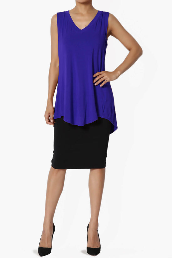 Myles Sleeveless V-Neck Luxe Jersey Top BRIGHT BLUE_6