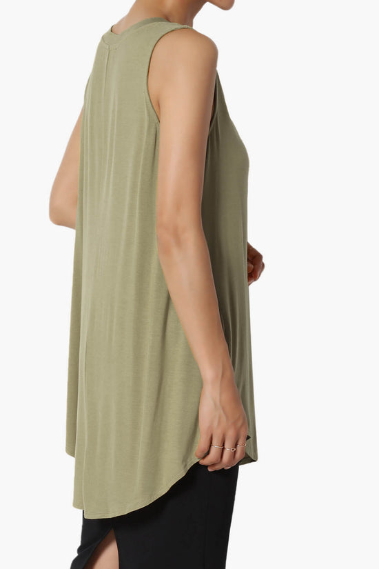 Myles Sleeveless V-Neck Luxe Jersey Top KHAKI GREEN_4