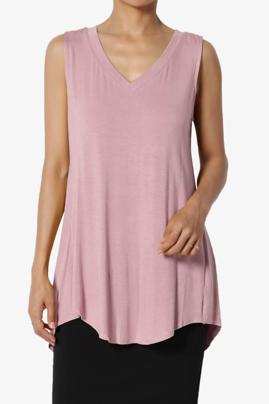 Myles Sleeveless V-Neck Luxe Jersey Top ADD COLOR