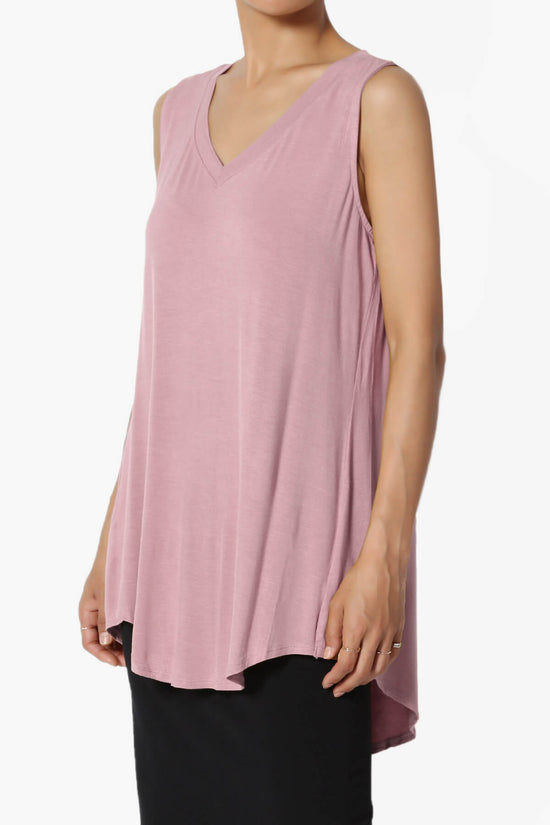 Myles Sleeveless V-Neck Luxe Jersey Top LIGHT ROSE_3