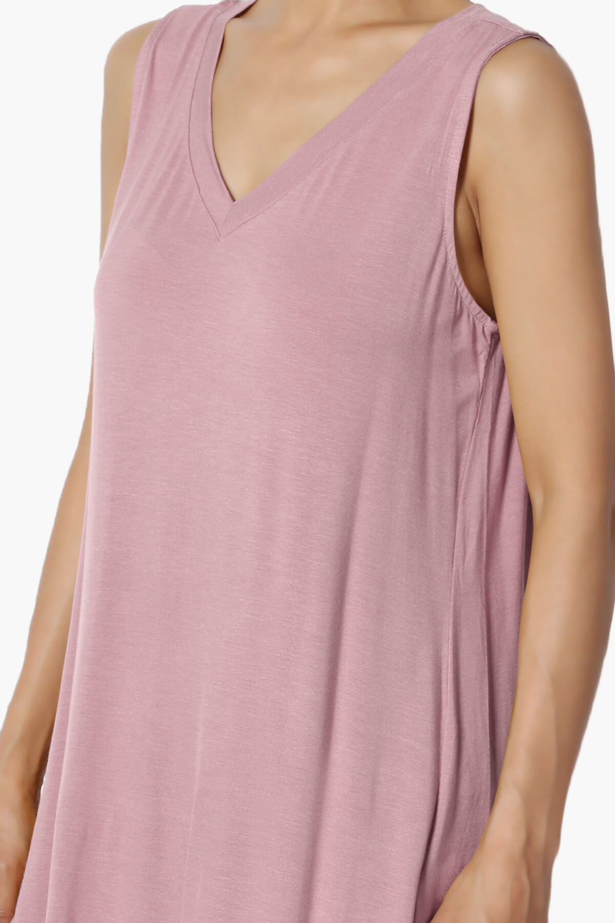 Myles Sleeveless V-Neck Luxe Jersey Top LIGHT ROSE_5
