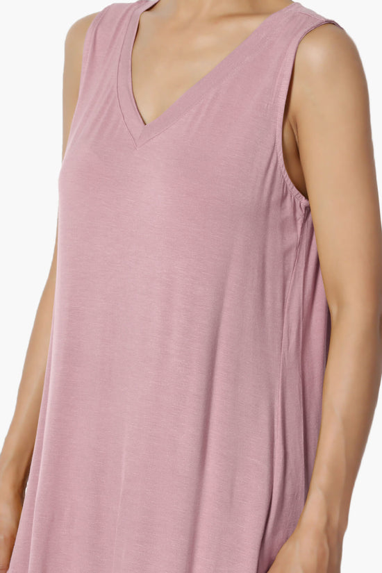Myles Sleeveless V-Neck Luxe Jersey Top LIGHT ROSE_5
