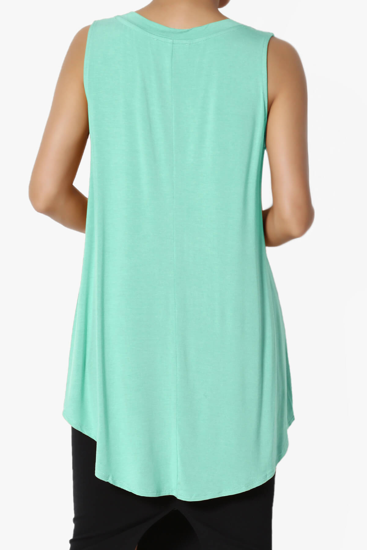 Myles Sleeveless V-Neck Luxe Jersey Top MINT_2