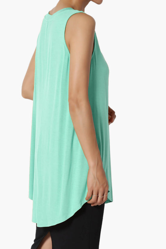 Myles Sleeveless V-Neck Luxe Jersey Top MINT_4
