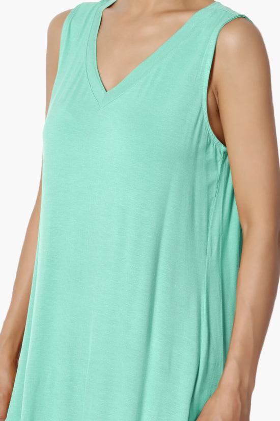 Myles Sleeveless V-Neck Luxe Jersey Top MINT_5