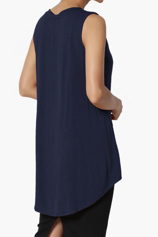 Myles Sleeveless V-Neck Luxe Jersey Top NAVY_4