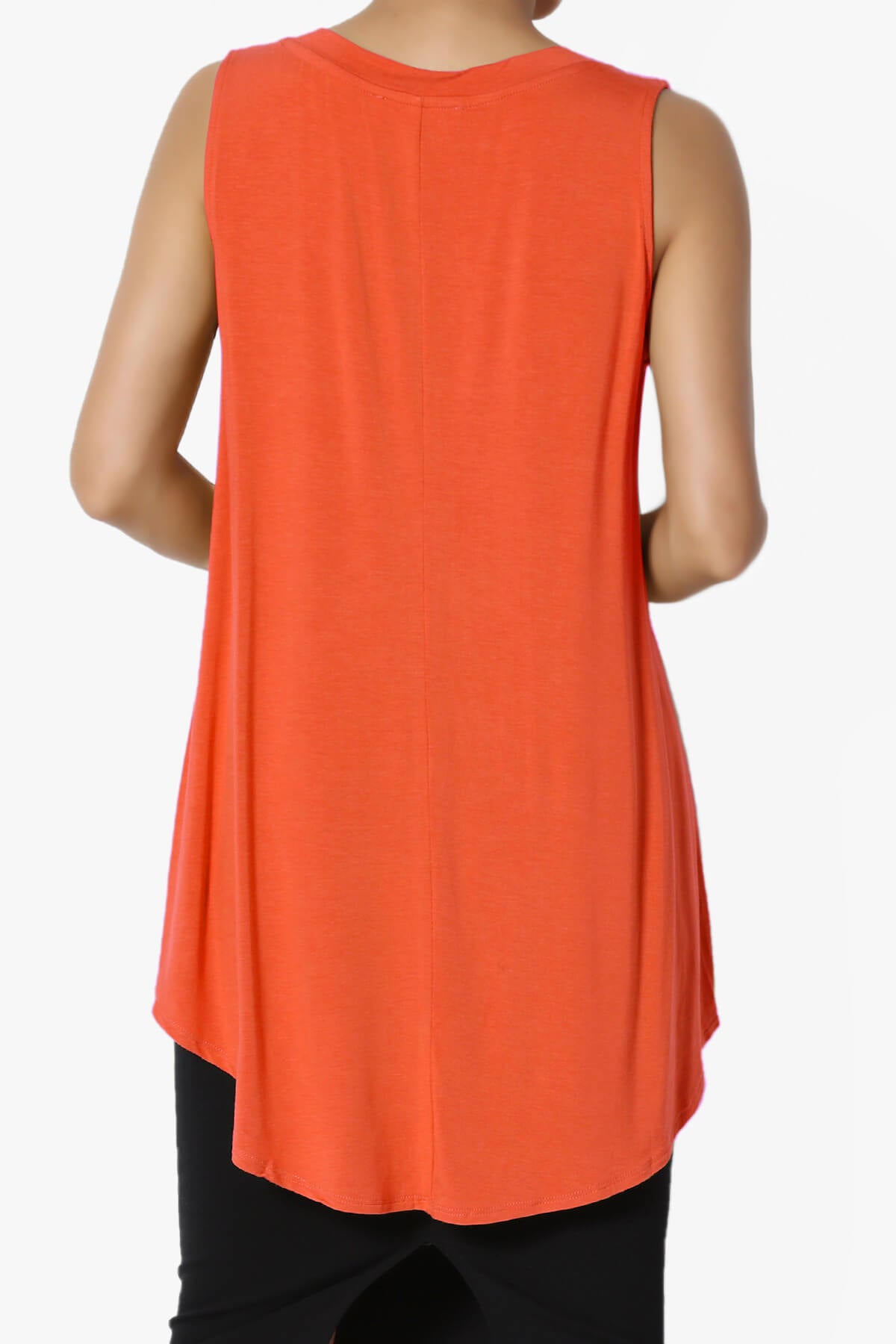 Myles Sleeveless V-Neck Luxe Jersey Top ORANGE_2