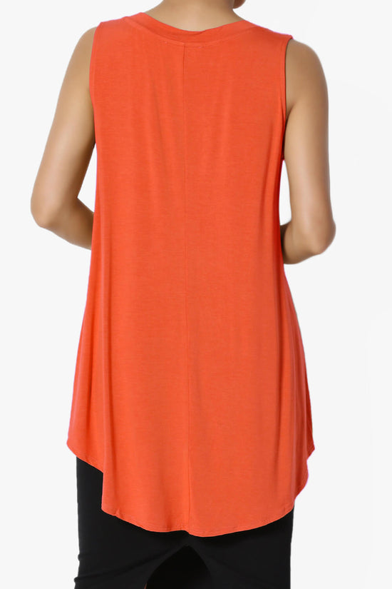 Myles Sleeveless V-Neck Luxe Jersey Top ORANGE_2