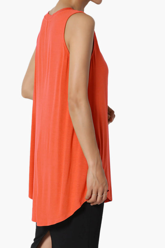 Myles Sleeveless V-Neck Luxe Jersey Top ORANGE_4