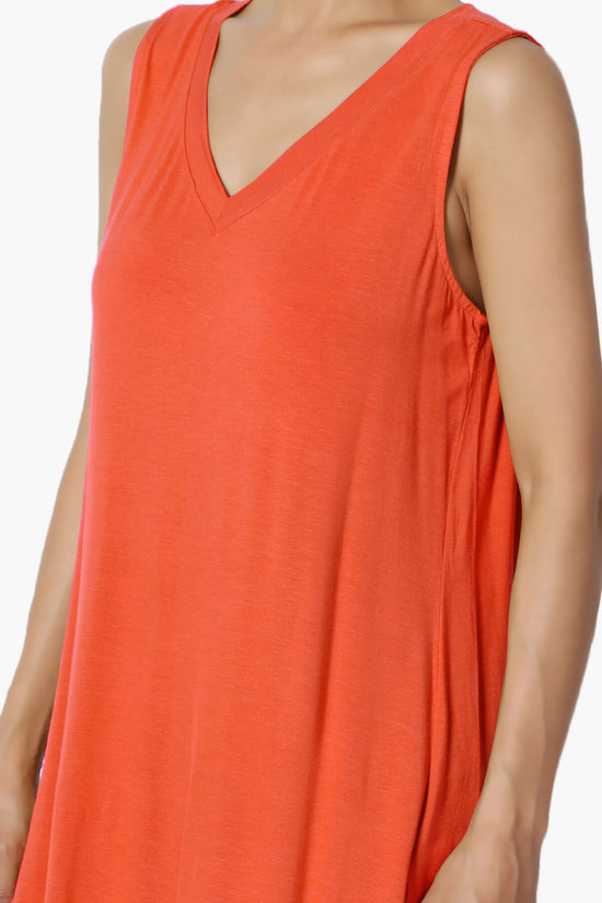 Myles Sleeveless V-Neck Luxe Jersey Top ORANGE_5