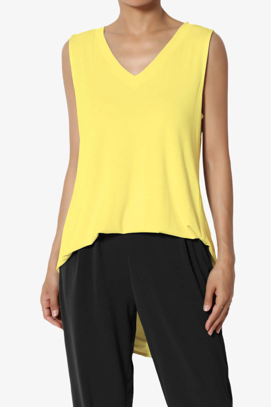 Myles Sleeveless V-Neck Luxe Jersey Top YELLOW_1