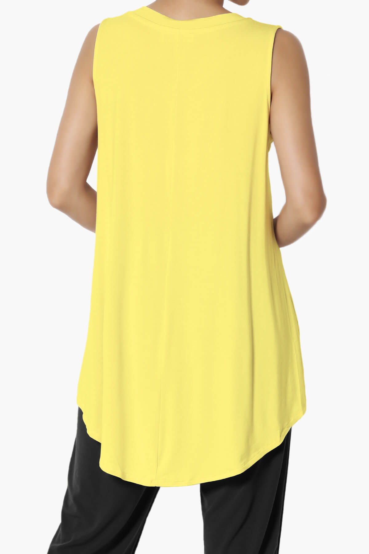 Myles Sleeveless V-Neck Luxe Jersey Top YELLOW_2